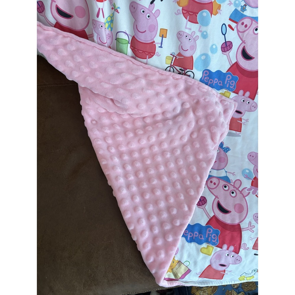 Peppa Pig Pink Minky Dot Reversible Baby Blanket Toddler Throw Cotton Blend